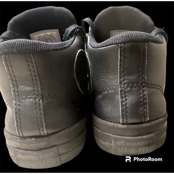 Black Leather Converse All Stars - Picture 6 of 8